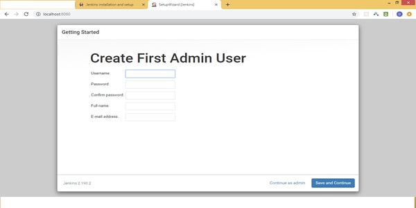 Creat first admin user